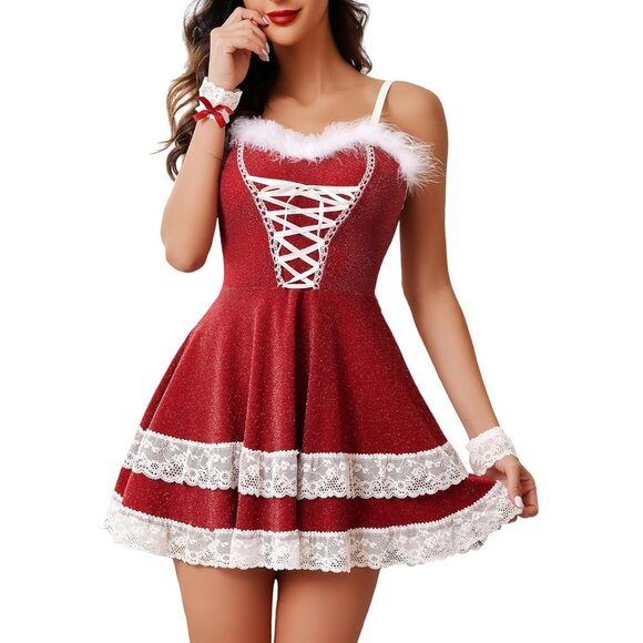 Other - Avidlove Women's Sexy V Neck Party Fancy Santa Cosplay Costume Christmas Dress